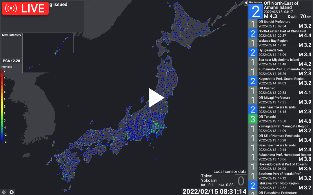 Image of the JQuake program on a livestream